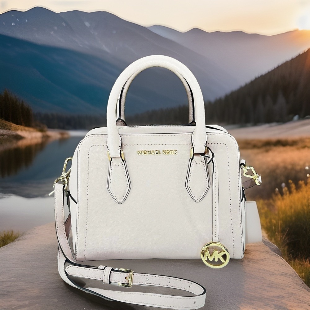 MINT! MICHAEL MICHAEL KORS Camille Small Leather Satchel Crossbody Bag Soft Pink